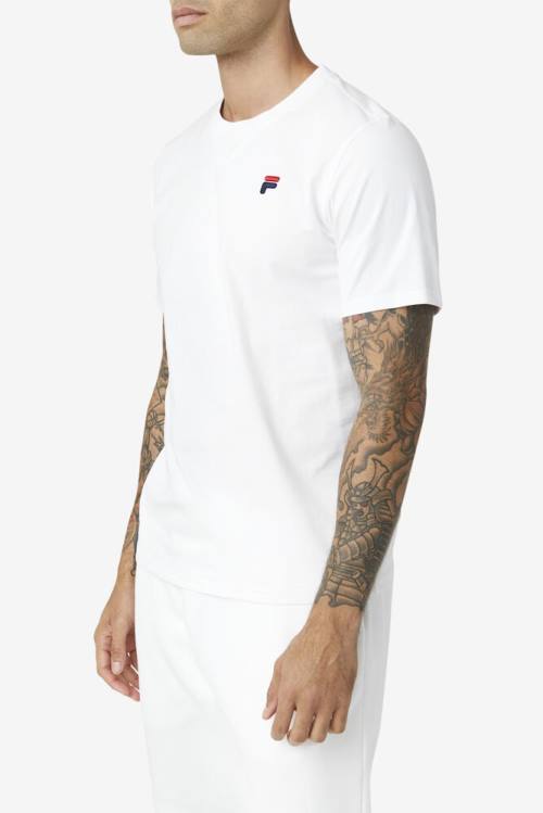 White Men's Fila Derion Tee T Shirts | Fila297OV