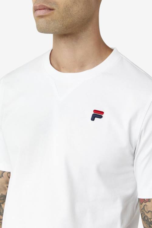 White Men's Fila Derion Tee T Shirts | Fila297OV