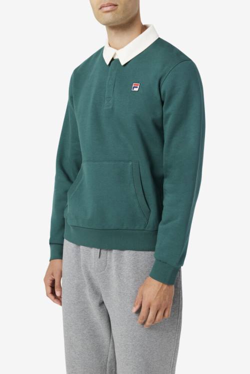 White Men's Fila Edison Fleece Rugby Sweatshirts | Fila023DO