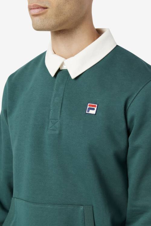 White Men's Fila Edison Fleece Rugby Sweatshirts | Fila023DO