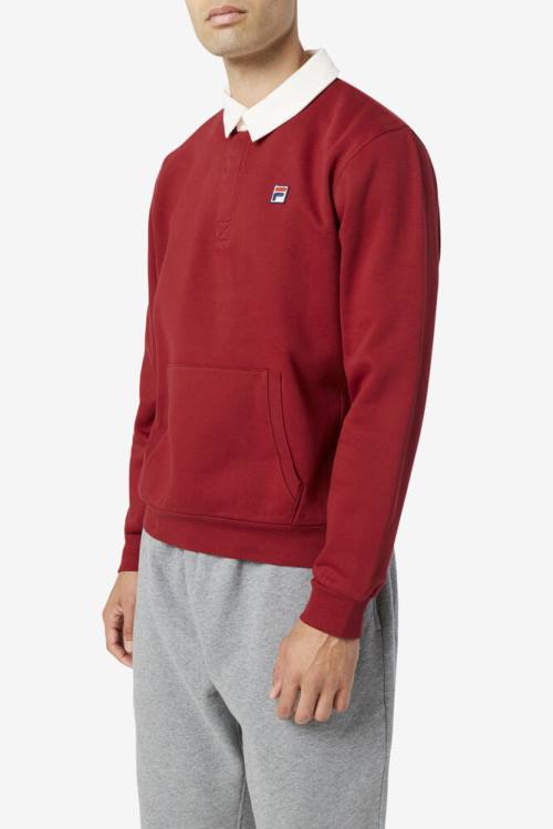 White Men's Fila Edison Fleece Rugby Sweatshirts | Fila423OJ