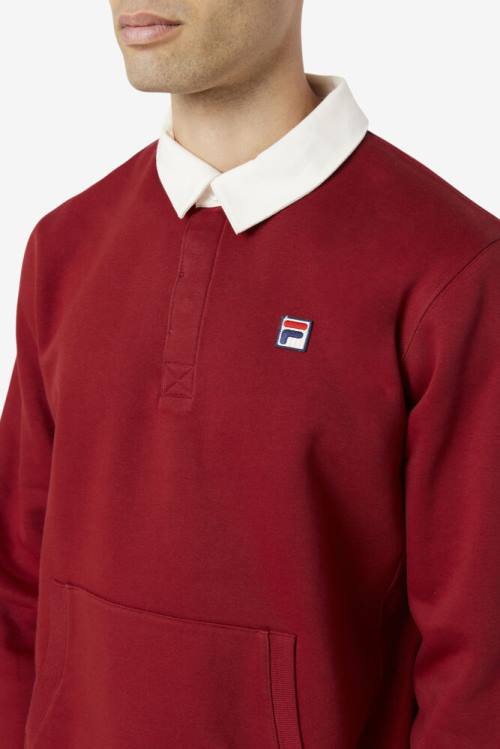 White Men's Fila Edison Fleece Rugby Sweatshirts | Fila423OJ