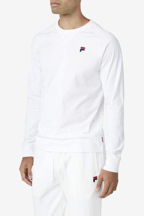 White Men's Fila Flynn Long Sleeve Tee T Shirts | Fila974WA