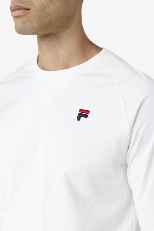 White Men's Fila Flynn Long Sleeve Tee T Shirts | Fila974WA