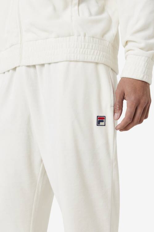 White Men's Fila O-fit Velour Pants | Fila627JM