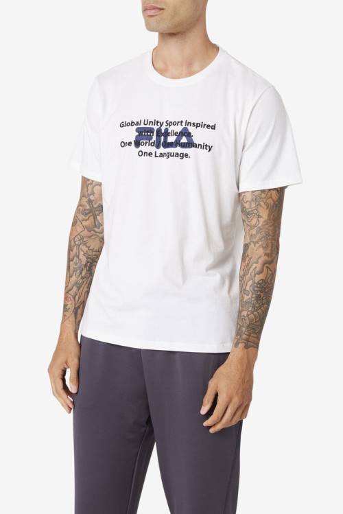 White Men's Fila Pepacton Tee T Shirts | Fila573RP