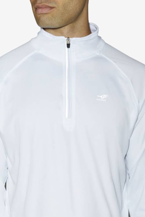 White Men's Fila Pickleball 1/4 Zip Polo | Fila053PW