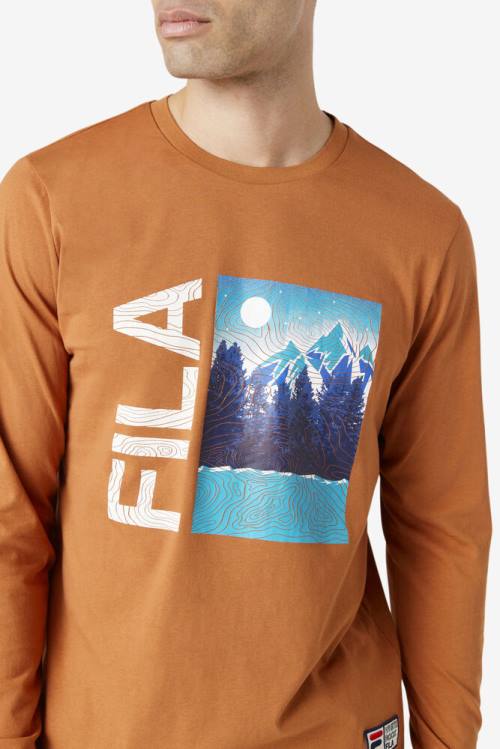 White Men's Fila Yenisei Long Sleeve Tee T Shirts | Fila019MP