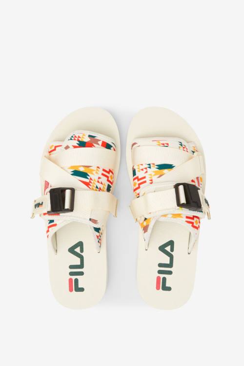 White / Multicolor Men's Fila Sol-slide V2 Slides | Fila395MP