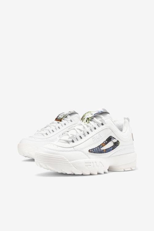 White / Multicolor Women's Fila Disruptor 2 Snake Sneakers | Fila170UG