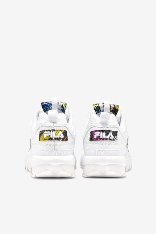 White / Multicolor Women's Fila Disruptor 2 Snake Sneakers | Fila170UG