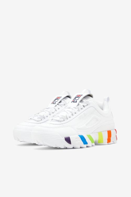 White / Multicolor Women's Fila Disruptor 2 Pride Sneakers | Fila496DL