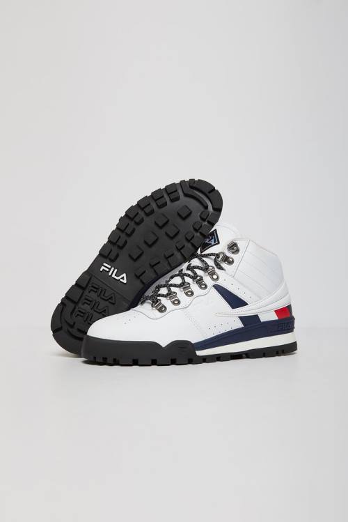 White / Navy / Black Men's Fila Fitness Hiker Mid Sneakers | Fila912OS