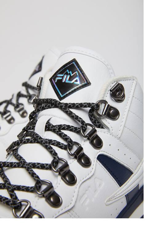 White / Navy / Black Men's Fila Fitness Hiker Mid Sneakers | Fila912OS