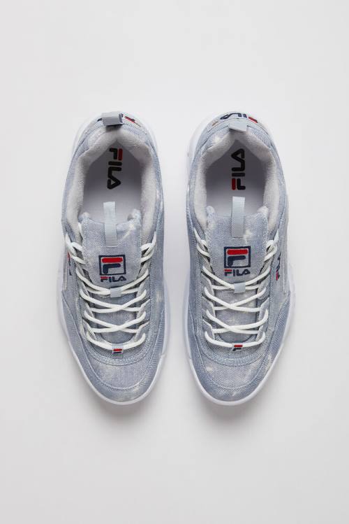 White / Navy / Blue Men's Fila Disruptor 2 Denim Sneakers | Fila123GU