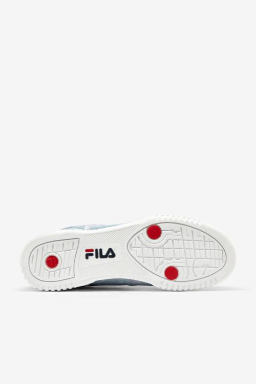 White / Navy / Blue Men's Fila Original Fitness Denim Sneakers | Fila472CP