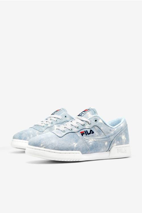 White / Navy / Blue Men's Fila Original Fitness Denim Sneakers | Fila472CP