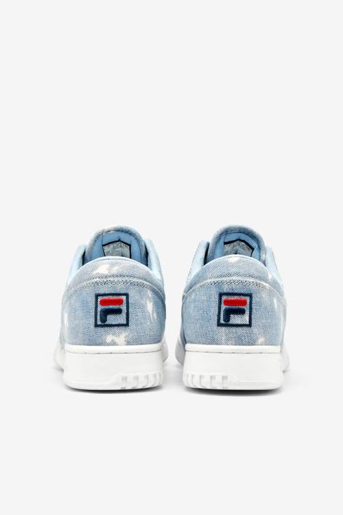 White / Navy / Blue Men's Fila Original Fitness Denim Sneakers | Fila472CP