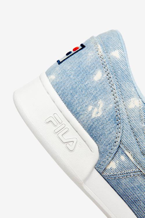 White / Navy / Blue Men's Fila Original Fitness Denim Sneakers | Fila472CP