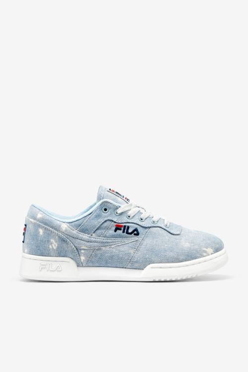 White / Navy / Blue Men\'s Fila Original Fitness Denim Sneakers | Fila472CP