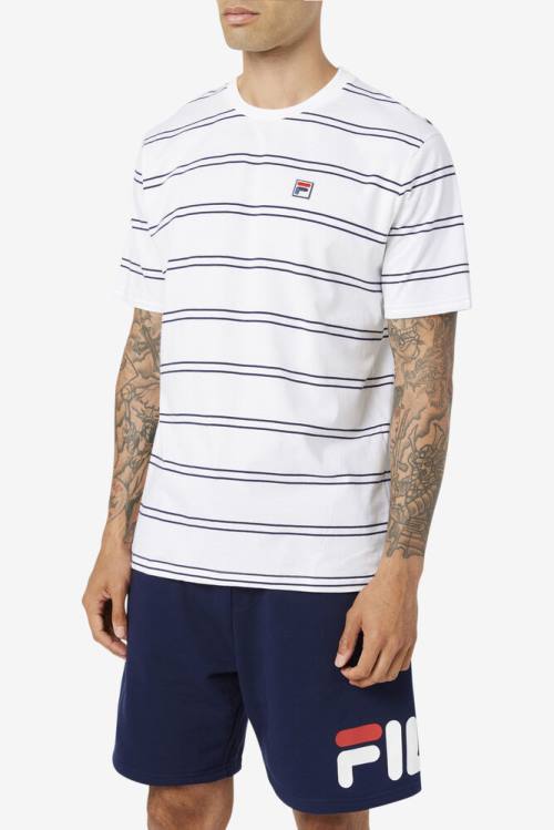 White / Navy Men's Fila Felix Tee T Shirts | Fila731RH