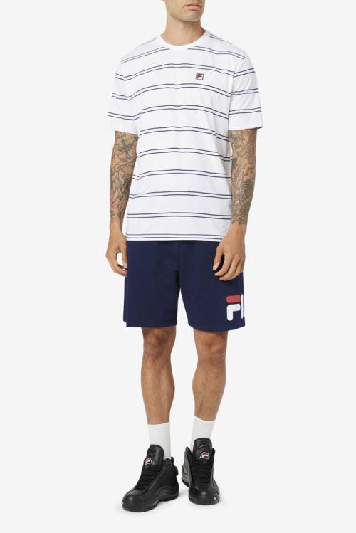 White / Navy Men's Fila Felix Tee T Shirts | Fila731RH