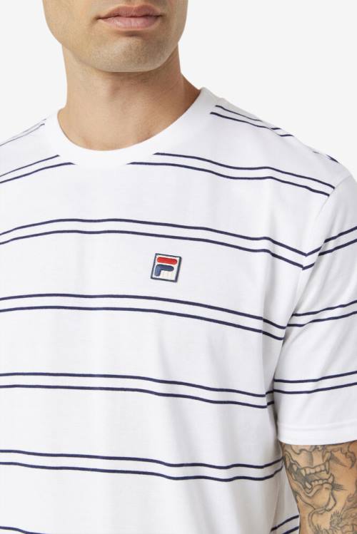 White / Navy Men's Fila Felix Tee T Shirts | Fila731RH