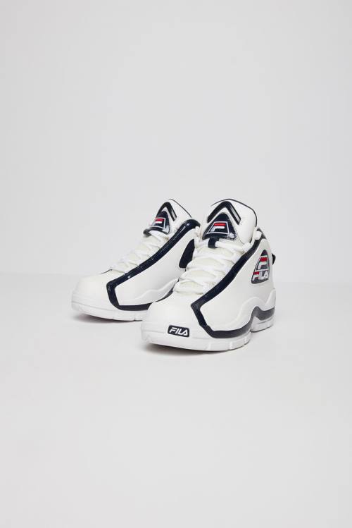 White / Navy / Red Men\'s Fila 96 Basketball Shoes | Fila679BY