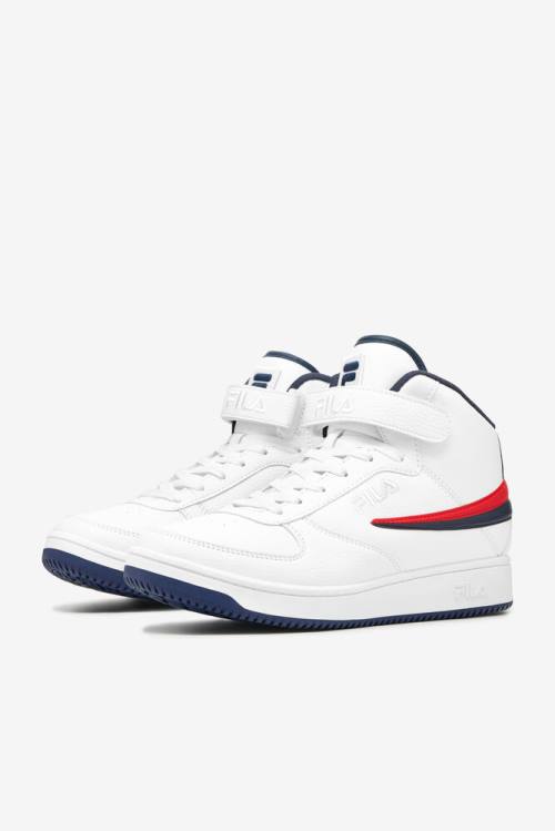 White / Navy / Red Men's Fila A-high Sneakers | Fila643BM