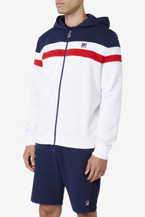 White / Navy / Red Men's Fila Arlo Hoodie | Fila086PL