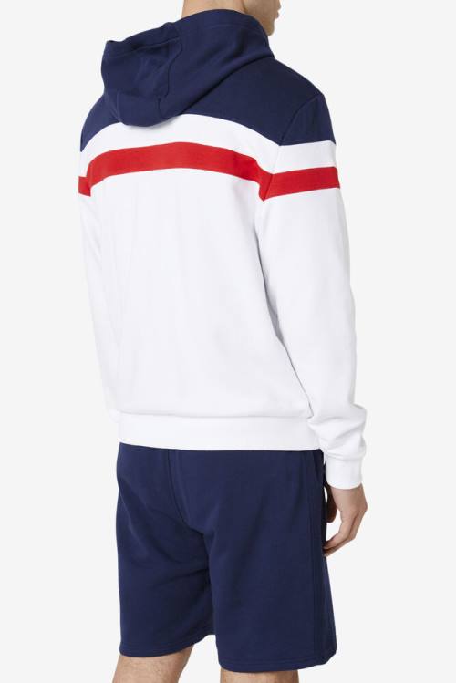 White / Navy / Red Men's Fila Arlo Hoodie | Fila086PL