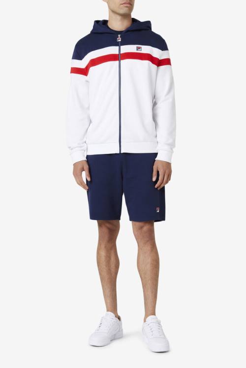 White / Navy / Red Men's Fila Arlo Hoodie | Fila086PL