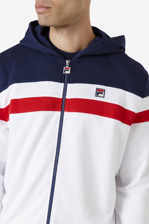 White / Navy / Red Men's Fila Arlo Hoodie | Fila086PL