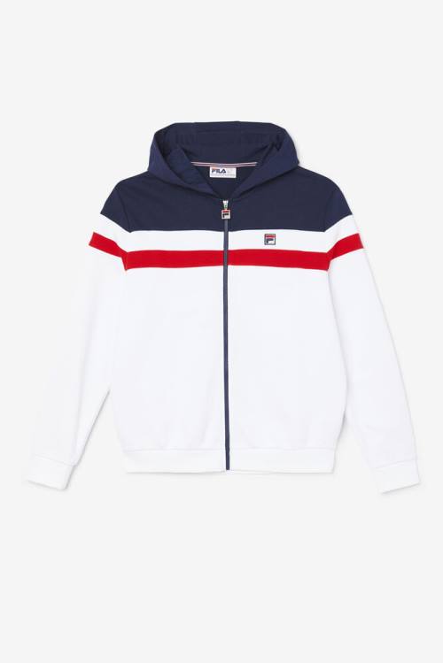 White / Navy / Red Men\'s Fila Arlo Hoodie | Fila086PL