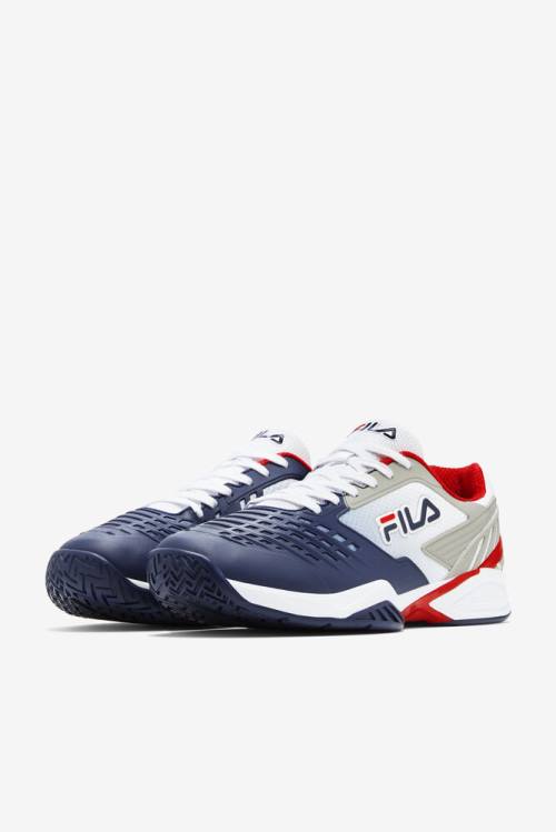 White / Navy / Red Men's Fila Axilus 2 Energized Tennis Shoes | Fila746BX