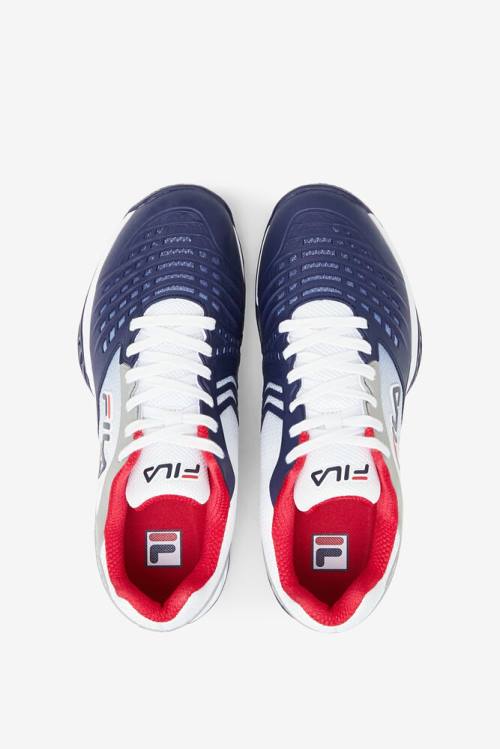 White / Navy / Red Men's Fila Axilus 2 Energized Tennis Shoes | Fila746BX