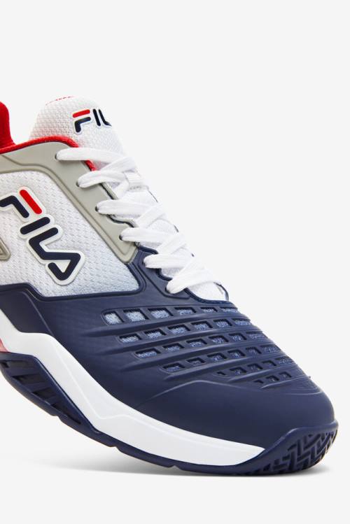 White / Navy / Red Men's Fila Axilus 2 Energized Tennis Shoes | Fila746BX