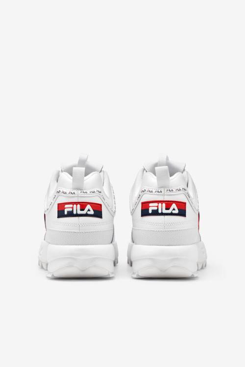 White / Navy / Red Men's Fila Disruptor 2 Premium Repeat Sneakers | Fila491SH