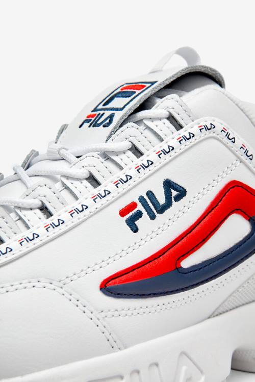 White / Navy / Red Men's Fila Disruptor 2 Premium Repeat Sneakers | Fila491SH