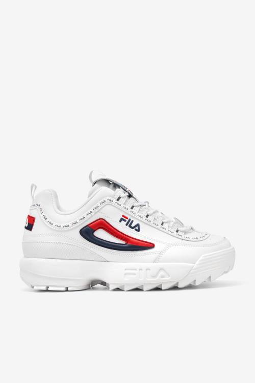 White / Navy / Red Men\'s Fila Disruptor 2 Premium Repeat Sneakers | Fila491SH