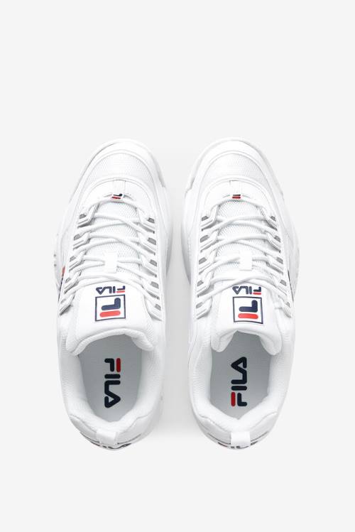 White / Navy / Red Men's Fila Disruptor 2 No-sew Sneakers | Fila519CF