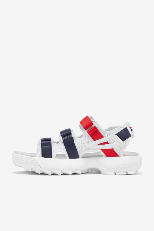 White / Navy / Red Men's Fila Disruptor Sandals | Fila912SU