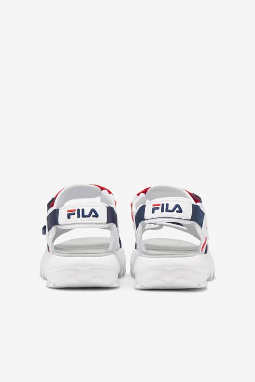 White / Navy / Red Men's Fila Disruptor Sandals | Fila912SU