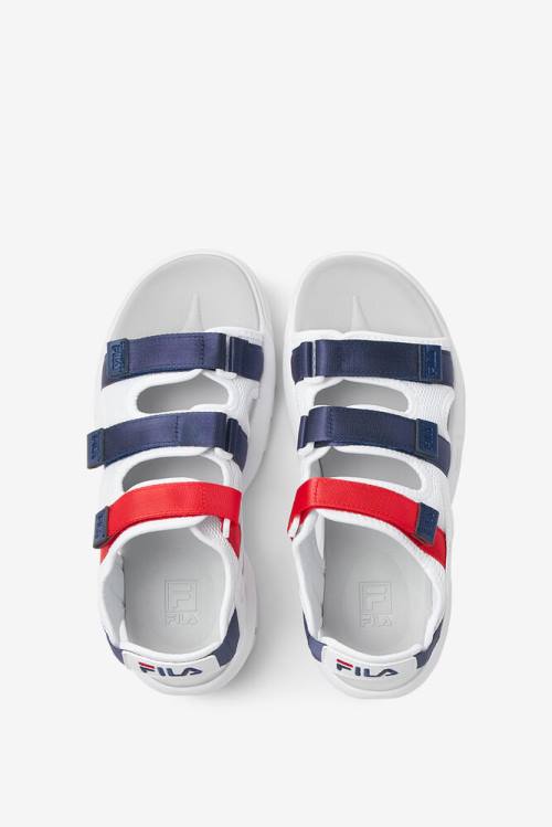 White / Navy / Red Men's Fila Disruptor Sandals | Fila912SU