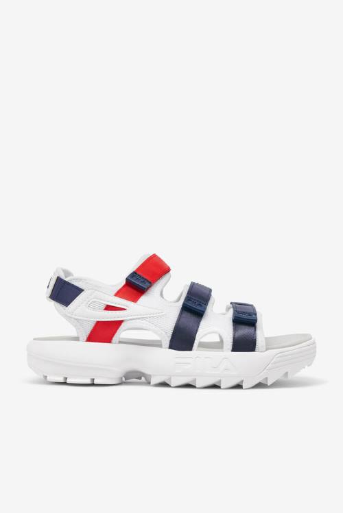 White / Navy / Red Men\'s Fila Disruptor Sandals | Fila912SU