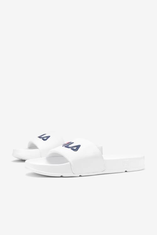 White / Navy / Red Men's Fila Drifter Slides | Fila975SW