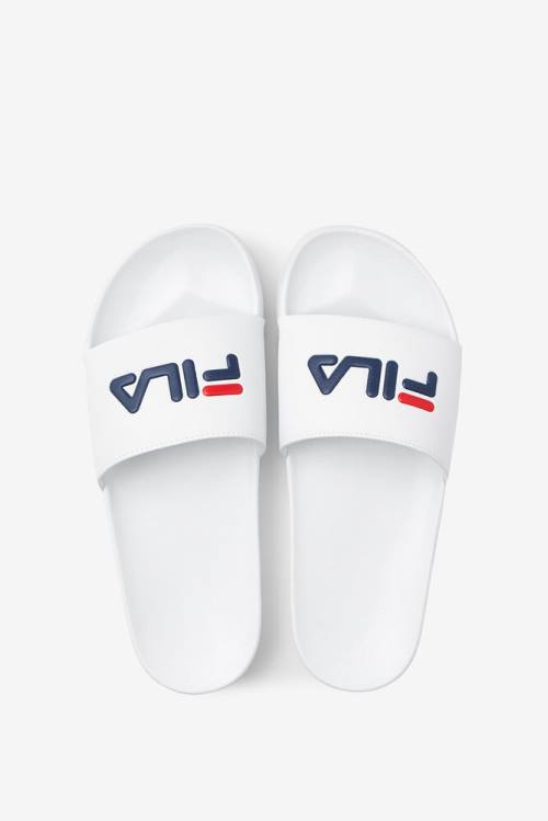 White / Navy / Red Men's Fila Drifter Slides | Fila975SW