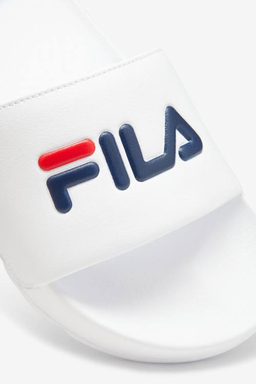 White / Navy / Red Men's Fila Drifter Slides | Fila975SW