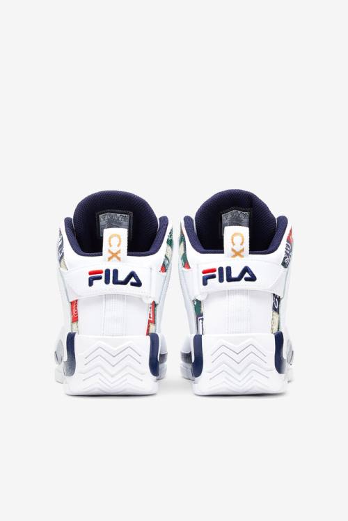 White / Navy / Red Men's Fila Grant Hill 2 Patchwork Sneakers | Fila601SD