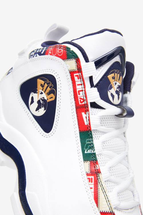 White / Navy / Red Men's Fila Grant Hill 2 Patchwork Sneakers | Fila601SD